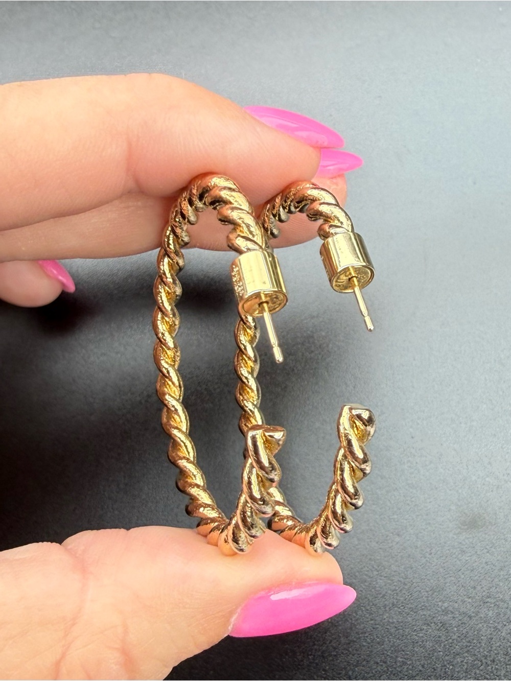 Jennifer Fisher Twisted Lilly Hoops Earrings 14K Gold Posts Plated Brass - Picture 3 of 9